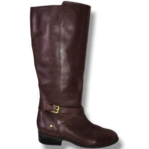 Lauren Ralph Lauren Womens Boots Size 5.5 Brown Leather Flats Knee‎ High Zip